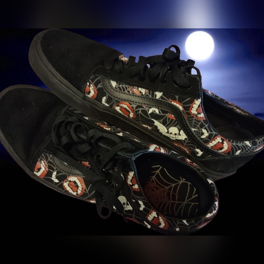 Vans Off The Wall Old School Glow Fright Sneakers Black Men's Size 10
